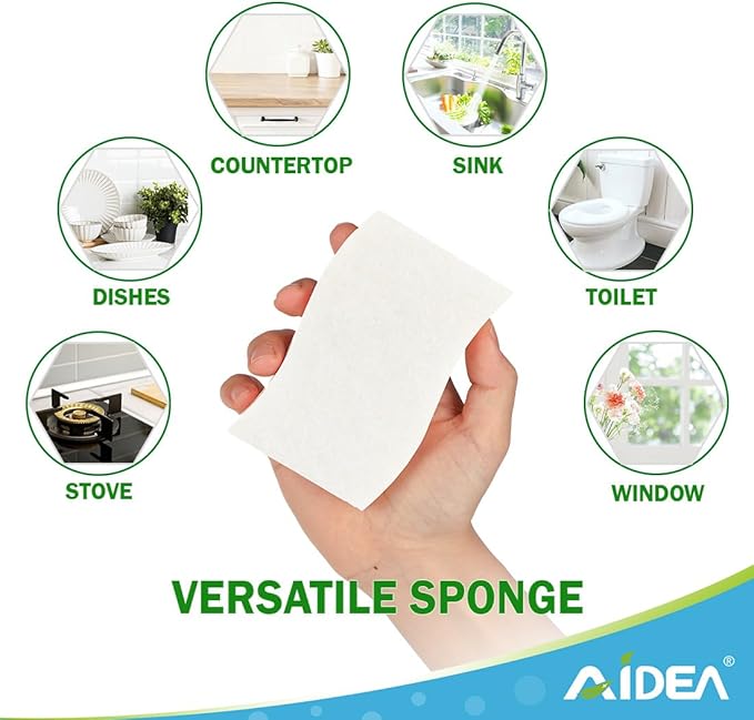 AIDEA Non-Scratch Scrub Sponge-24Count, Sponges Kitchen, Natural Sponge for Non-Stick Cookware, Cellulose Sponges for Dishes, Cleaning Power for Kitchen, Bathroom, Household - Image 6