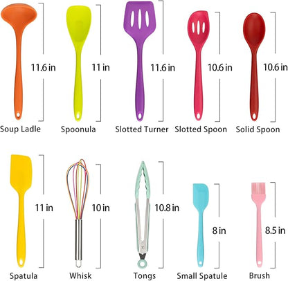KAY RUK Kitchen Silicone Utensil Set,10Pcs Cooking Utensils Set,Food Grade Safety Silicone Utensils,480℉Heat Resistant Kitchen Tools,Seamless Easy to Clean, Non Stick Utensils(Multicolor) - Image 3