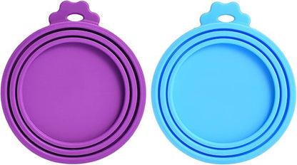 Comtim Pet Food Can Cover Silicone Can Lids for Dog and Cat Food(Universal Size,One fit 3 Standard Size Food Cans) (Blue/Purple) by COMTIM