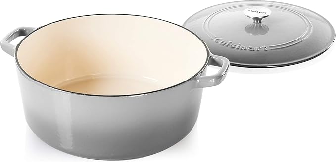Cuisinart Chef's Classic Enameled Cast Iron Round Covered Casserole (Grey Gradient, 7- Quart) - Image 2