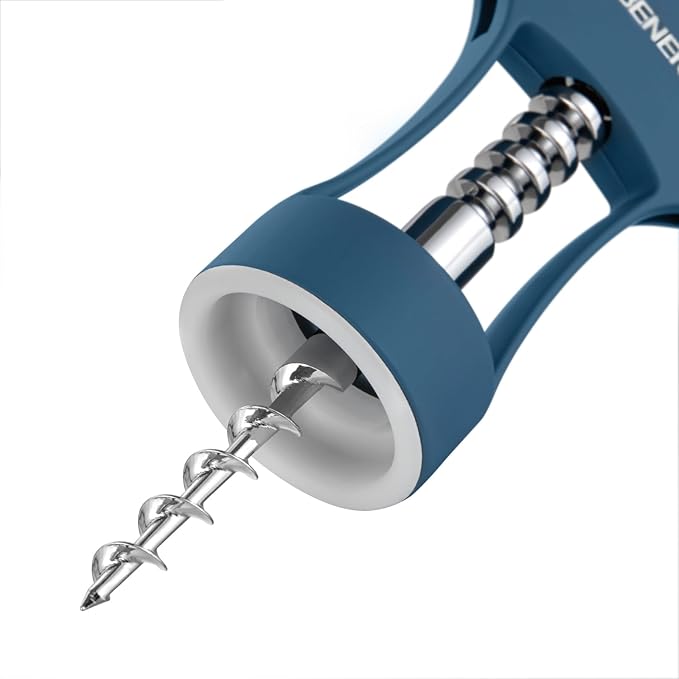 Beneno Wine Opener, Zinc Alloy Premium Wing Corkscrew with Multifunctional Bottles Opener, Sharp Wine Corkscrew with Ergonomic Non-Slip Wing Handle, Blue - Image 5