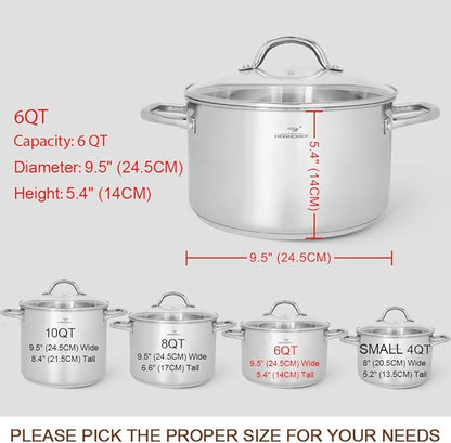 HOMICHEF Stock Pot 6 Quart Nickel Free Stainless Steel - 6 Qt Soup Pot With Lid and Handle - Small Cooking Pot 6 Quart - Ideal for Soup, Sauce, and Induction Cooking - Image 4
