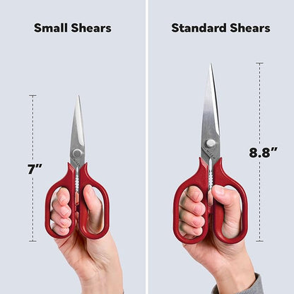 Misen Heavy Duty Kitchen Shears - Comfortable Ambidextrous Scissors for Meat, Poultry, Herbs & More - Easy to Clean - German Stainless Steel - Small | Red - Image 7