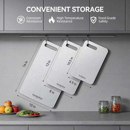 Titanium Cutting Boards,100% Pure Titanium Kitchen Cutting Board, Double-Sided Non-Toxic Cutting Board, Ideal for Slicing and Dicing Meats, Features Handle, Dishwasher Safe,10.5"L*6.5"W - Image 4
