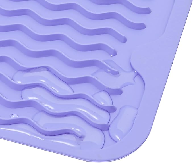 MicoYang Silicone Dish Drying Mat for Multiple Usage,Easy clean,Eco-friendly,Heat-resistant Silicone Mat for Kitchen Counter,Sink,Bar,Bottle,or Cup Light Purple M 17 inches x 6 inches - Image 9