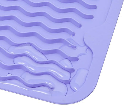 MicoYang Silicone Dish Drying Mat for Multiple Usage,Easy clean,Eco-friendly,Heat-resistant Silicone Mat for Kitchen Counter,Sink,Bar,Bottle,or Cup Light Purple M 17 inches x 6 inches - Image 9