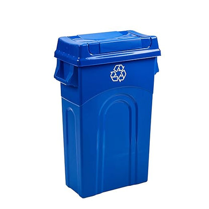 United Solutions 23 Gallon Highboy Plastic Recycling Bin Kitchen Trash Can with Lid, Pass Through Handles, and Dustpan Edge, Blue by UNITEDSOLUTIONS