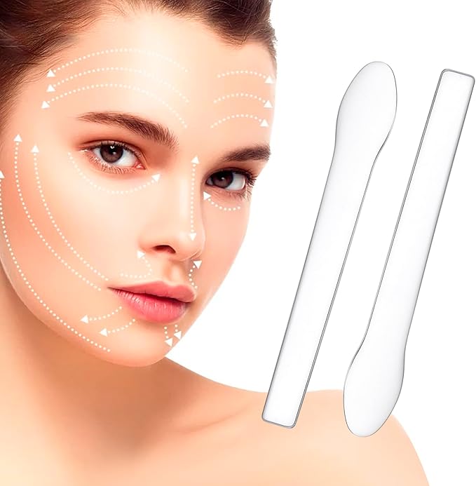 Pndeyo 3pcs Mini Stainless Steel Makeup Spatula, Silver Reusable Cosmetic Cream Spatulas Spoon, Skincare Scoop Applicator Facial Massage Beauty Tools for Mixing and - 2.73"×0.43"