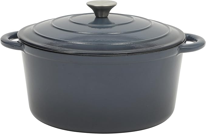 Gibson Home Addlestone 7 Qt Enameled Cast Iron Dutch Oven Pot with Lid – Round, Oven Safe to 500°F, Ideal for Bread Baking & Stews - Gradient Navy Blue by GibsonHomewares