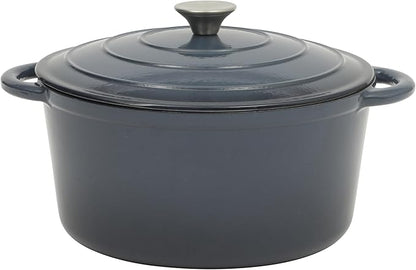 Gibson Home Addlestone 7 Qt Enameled Cast Iron Dutch Oven Pot with Lid – Round, Oven Safe to 500°F, Ideal for Bread Baking & Stews - Gradient Navy Blue by GibsonHomewares