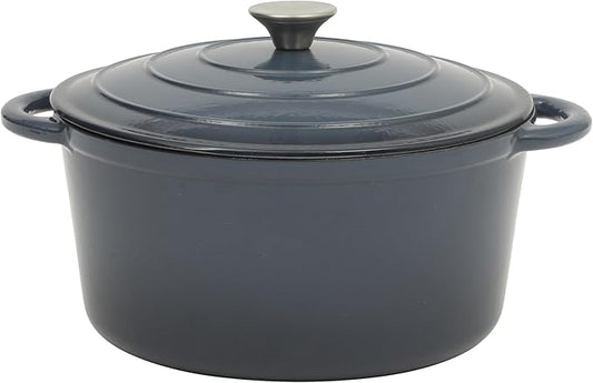 Gibson Home Addlestone 7 Qt Enameled Cast Iron Dutch Oven Pot with Lid – Round, Oven Safe to 500°F, Ideal for Bread Baking & Stews - Gradient Navy Blue by GibsonHomewares