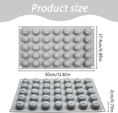 Silicone Cherry Molds, 35-Cavity 3D Cherry Chocolate Baking Tray for Mousse Cake Candy Pastry Jelly Ice Cube Truffle Cookie, Grey, 11.8 x 6.8 x 0.7 inches