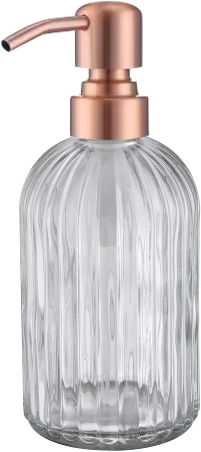 Copper Glass Bathroom Soap Dispenser with Metal Pump,Vintage Dish Soap Dispenser for Kitchen, Used for Lotionor Home,Bathroom,Countertop, Hotel