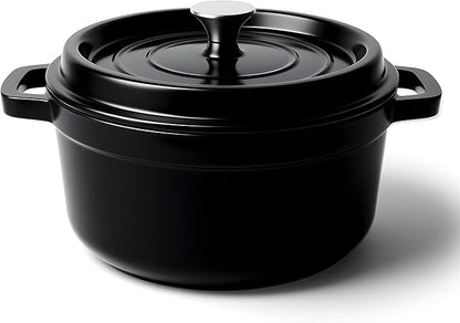 6.5 Quart Dutch Oven Pot with Lid, Non Stick Enameled Cast Iron Dutch Oven for Bread Baking, Heavy-Duty, Oven Safe Ceramic Cookware Up to 500°F for Baking, Braising, Stews, Roasting, Black by Fijinhom