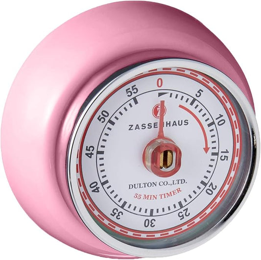 Zassenhaus Magnetic Retro Kitchen Timer, Classic Mechanical Cooking Timer (Pink) by Zassenhaus