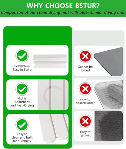 Stone Drying Mat for Kitchen Counter 16x24 Inch, Diatomaceous Dish Drying Mat with Towel Sanding Tool, Fast-Absorbing Quick-Dry Non-Slip Sink Tray - Image 4