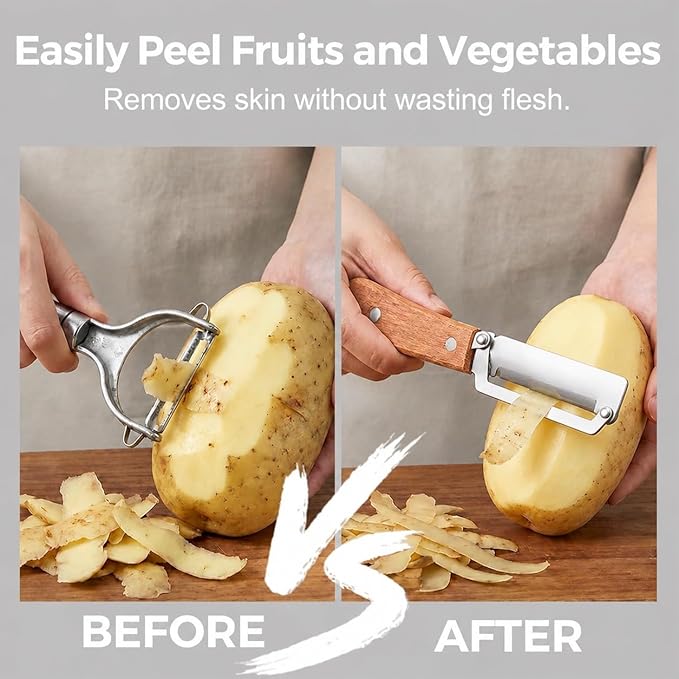 2Pcs Vegetable Peelers For Kitchen (Bottle Opener Included), Premium Fruit Stainless Steel Peeler, Stainless Steel Peeler Knife, Ideal For Peeling Potatoes, Apples, Cabbage, Pumpkins, Papayas - Image 4