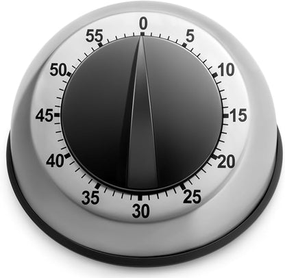Kitchen Timer for Cooking, Chef Cooking Magnetic Timer - No Batteries Required - Loud Alarm, Mechanical Desk Manual Timers - Magnetic Clock Backing, Countdown Reminder - Stainless Steel Body by Albayrak