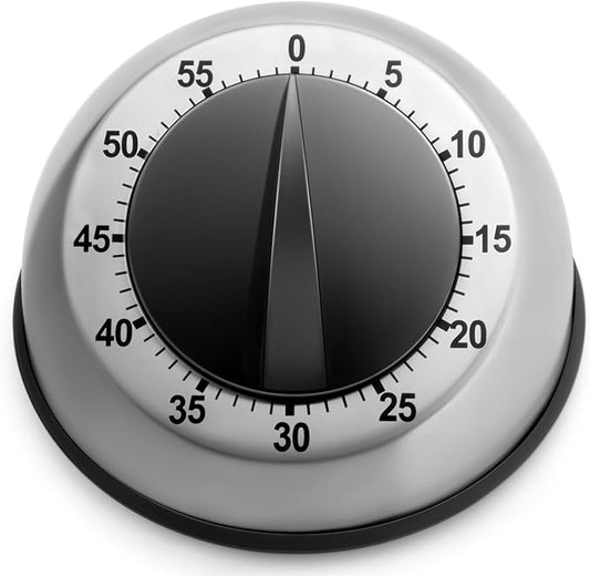Kitchen Timer for Cooking, Chef Cooking Magnetic Timer - No Batteries Required - Loud Alarm, Mechanical Desk Manual Timers - Magnetic Clock Backing, Countdown Reminder - Stainless Steel Body by Albayrak