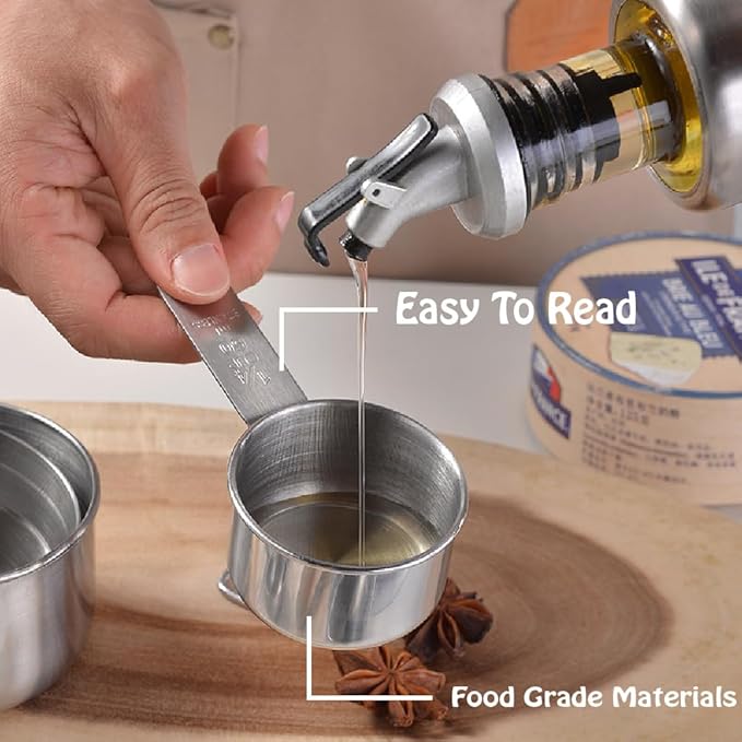 Stainless Steel Measuring Cups Set, 5 Pieces Kitchen Measuring Sets Gadgets tool,For Cooking & Baking,Measure Dry & Wet Ingredients And Liquid (Cups) - Image 3