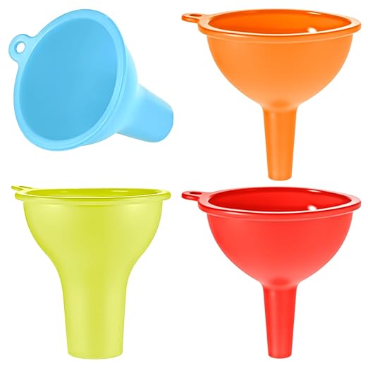 4 PCS Kitchen Silicone Funnel, 4 Colors Kitchen Funnel Set Wide Mouth Funnels for Filling Bottles Small Canning Funnels for Daily Cooking and Water Liquid Oil or Powder Transfer by Unknown