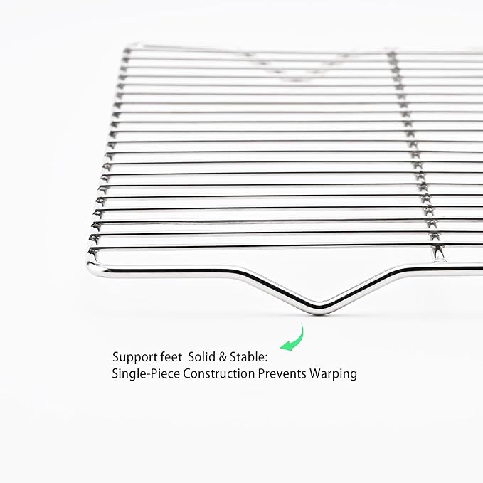 2-Pack Cooling Racks for Baking, 10x15 Inch Heavy Duty Stainless Steel Wire Cookie Rack Fits Half Sheet Pan, Oven Safe Cooling Rack Set, Dishwasher Safe & Non-Toxic - Image 3