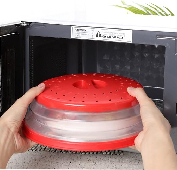 Collapsible Microwave Splatter Cover, Microwave Plate Cover With Steam Vent(Set of 3,pink)