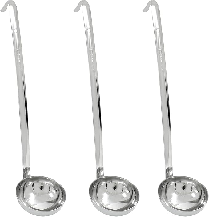 Piutouyar 3 Pcs 4 oz Soup Ladle Set, Stainless Steel Ladle with Long Hooked Handles Kitchen Cooking Serving Ladle Accessories for Cooking Soup Sauce Stews by Piutouyar