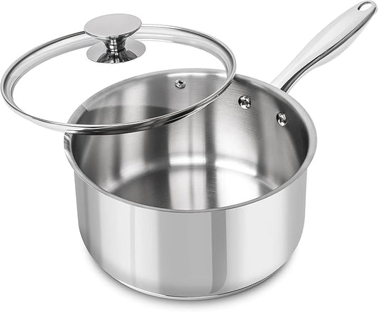 MICHELANGELO 3 Quart Saucepan with Lid, Thick Bottom Sauce Pan Stainless Steel Saucepan with Cover, Nonstick Sauce Pot, Induction Compatible by Michelangelo