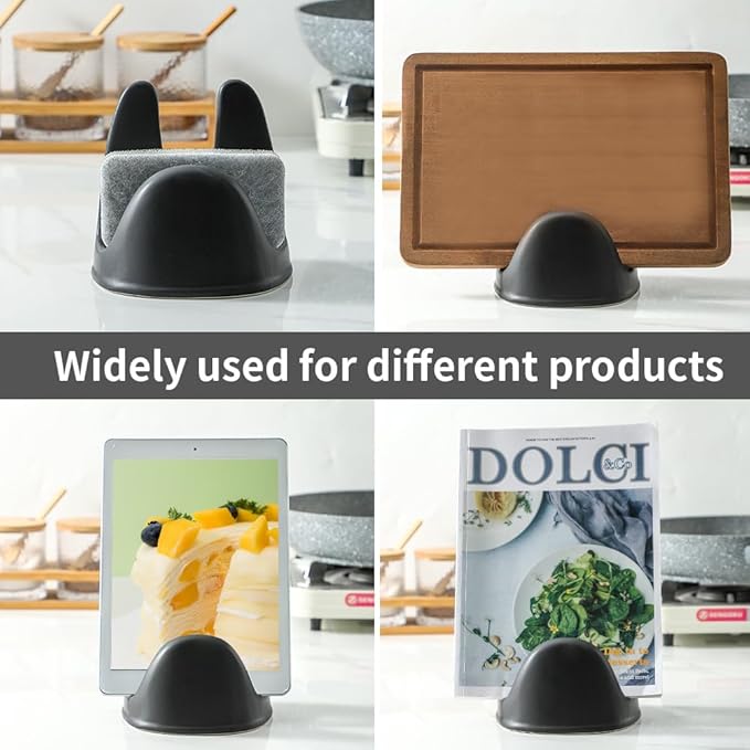 Nihow Pot Lid Holder: Stable Ceramic Pan Lid Holder for Kitchen Counter Decor/Countertop/Stove Top- Heat Resistant & Dishwasher Safe - Elegant Matte Black Set of 2 - Image 5