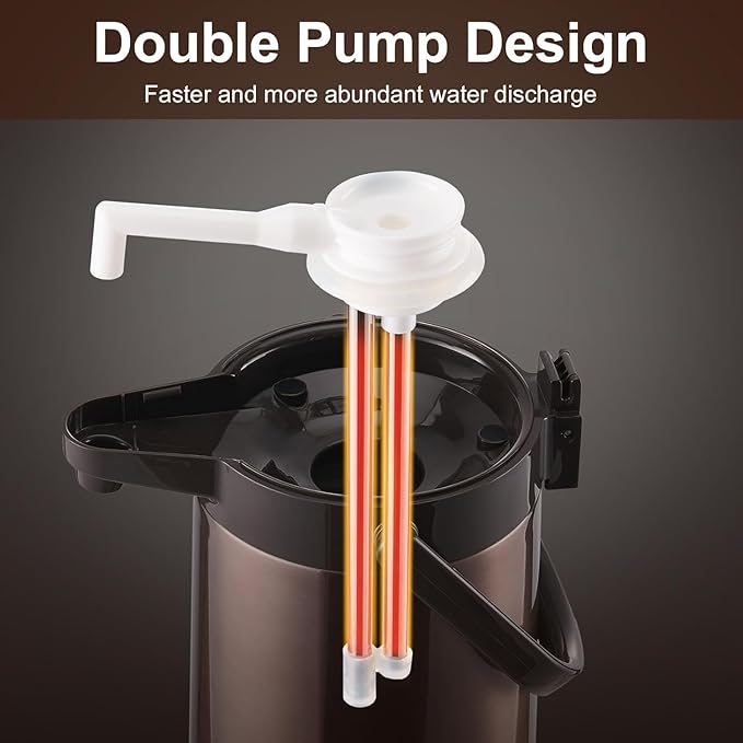 PARACITY Upgraded Airpot Coffee Carafe with Double Pump, Stainless Steel Drink Dispenser for Hot/Cold Beverage with Lazy Susan Base, Coffee Termos Para Cafe for Hot Cocoa for Parties