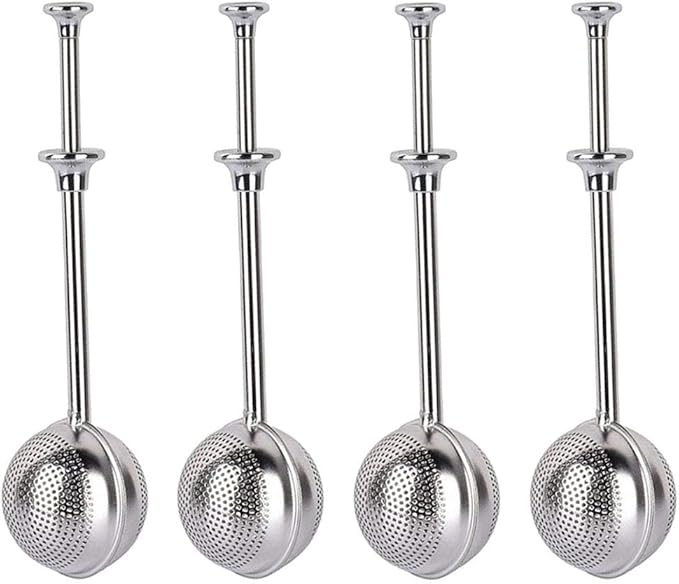 4Pcs Stainless Steel Tea Infuser Tea Strainer Sugar Flour Sifters Powdered Sugar Shaker Duster Filters Tea Interval Diffuser for Loose Leaf, Spices, Seasonings(Spherical)