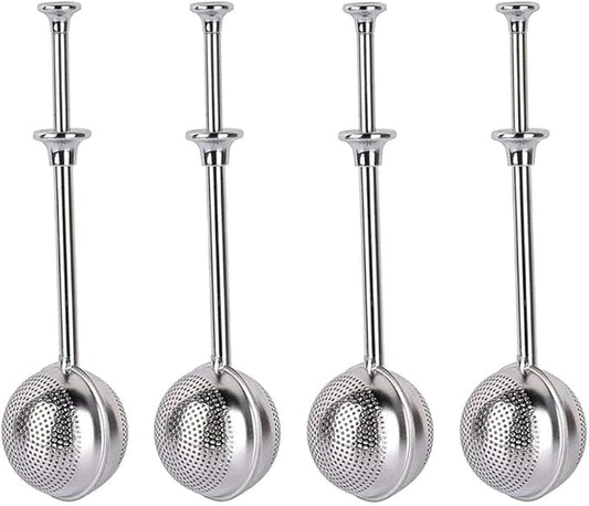 4Pcs Stainless Steel Tea Infuser Tea Strainer Sugar Flour Sifters Powdered Sugar Shaker Duster Filters Tea Interval Diffuser for Loose Leaf, Spices, Seasonings(Spherical)