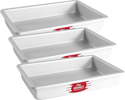 Fat Daddio's POB-7112 Sheet Cake Pan, 7 x 11 x 2 Inch, Silver (Pack of 3)