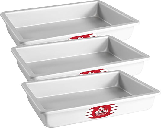 Fat Daddio's POB-7112 Sheet Cake Pan, 7 x 11 x 2 Inch, Silver (Pack of 3)