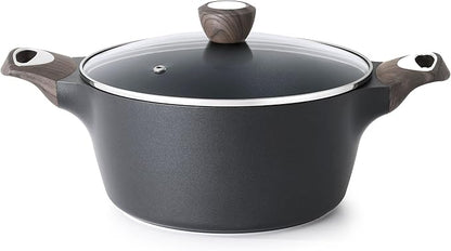 SENSARTE Nonstick Stock Pot with Lid, 2.6/4.5/6.6/8.5 QT Soup Pot Casserole Pot, Healthy Pasta Pot, Large Deep Cooking Pot, Big Sauce Pot Stew Pot, Induction Compatible, PFOA PFOS APEO Free, Black by SENSARTE