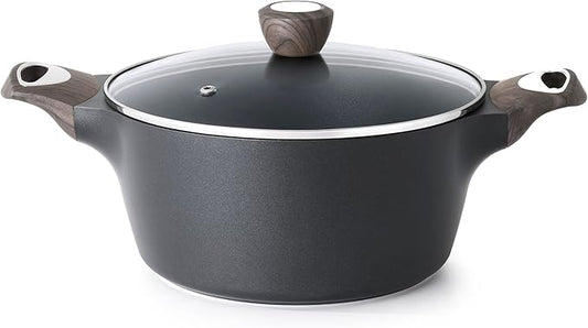 SENSARTE Nonstick Stock Pot with Lid, 2.6/4.5/6.6/8.5 QT Soup Pot Casserole Pot, Healthy Pasta Pot, Large Deep Cooking Pot, Big Sauce Pot Stew Pot, Induction Compatible, PFOA PFOS APEO Free, Black by SENSARTE