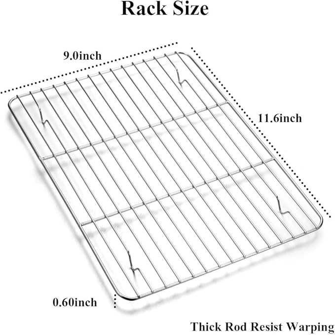 Wildone Baking Sheet with Rack Set [2 Sheets + 2 Racks], Stainless Steel Cookie Pan baking Tray with Cooling Rack, Size 12 x 10 x 1 Inch, Non Toxic & Heavy Duty & Easy Clean - Image 5