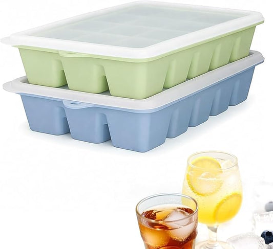 Silicone Ice Cube Tray with No-Spill Lid for Freezer, Easy Release Silicone Ice Trays with Cover, Compact for Kitchen, RV Freezer, Nice Ice for Coffee,Cocktail, Whiskey. by ARTLEO