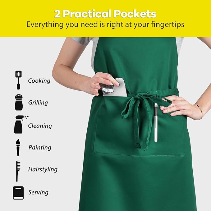 ROTANET Extra Large Apron for Men Adjustable Bib Aprons with 2 Pockets Cooking Kitchen Women Chef Water & Oil Resistant - Image 4