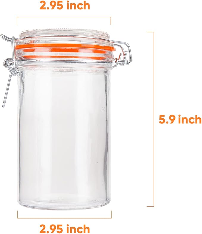 Glass Jars With Airtight Lids, 16 oz Glass Jars With Leak Proof Rubber Gasket,Wide Mouth Mason Jars With Hinged Lids For Kitchen Canisters,Glass Storage Containers 12 Pack - Image 2