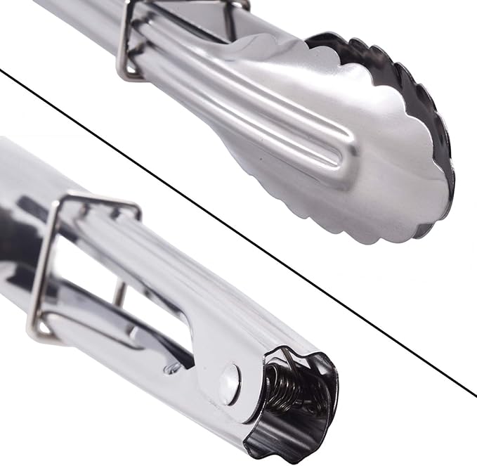 HINMAY Mini Stainless Steel Serving Tongs Small Tongs for Serving Food Cooking Salad Grilling (7-Inch 3 Pieces) - Image 3