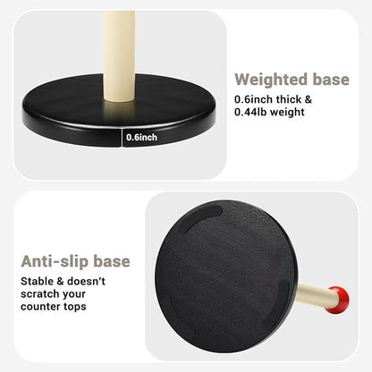 Paper Towel Holder, Cute Wooden Red Ball Kitchen Roll Stand Organizer Countertop Free Standing, Spray Paint Black White Holder, Housewarming Gift New Home