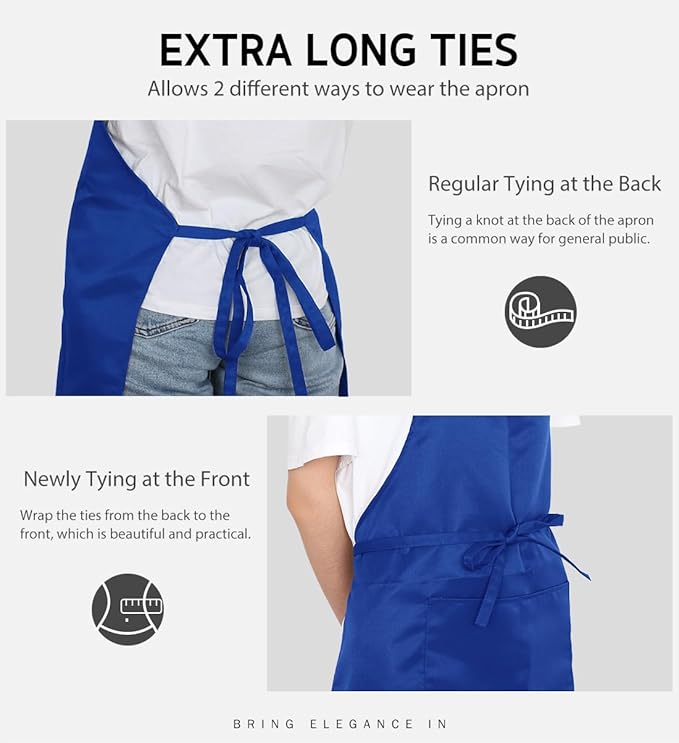 Syntus Apron for Men Women, Adjustable Cooking Kitchen Chef Aprons with 2 Pockets, Cotton/Polycotton/Polyester - Image 5