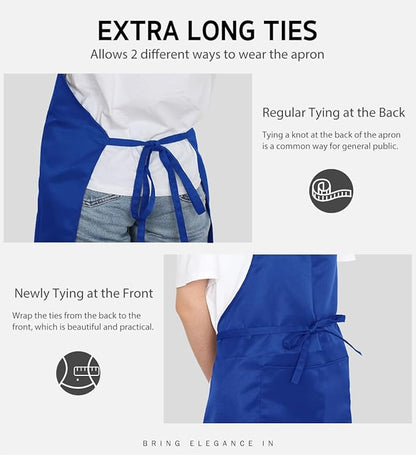 Syntus Apron for Men Women, Adjustable Cooking Kitchen Chef Aprons with 2 Pockets, Cotton/Polycotton/Polyester - Image 5