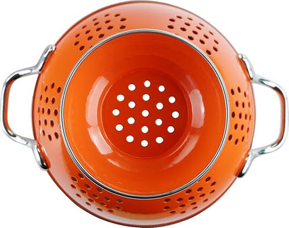 Calypso Basics by Reston Lloyd Powder Coated Enameled Colander, 5 Quart, Orange,88500