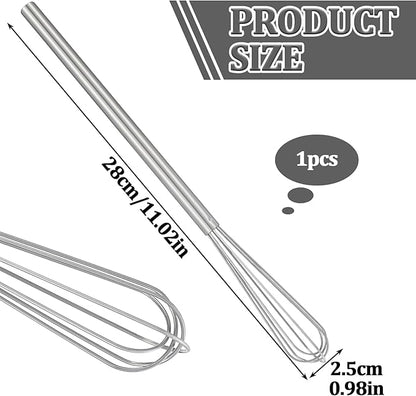Small Whisk, 9.8in Stainless Steel Whisk Tiny Skinny Whisk for Cooking Whisking Blending Beating Stirring