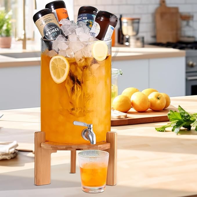 Beverage Dispenser, 2.9 Gallon Glass Drink Dispenser with Stand, Glass water dispenser with Spigot, Large Drink Dispensers for Parties,Bars,Restaurants, 11L - Image 2