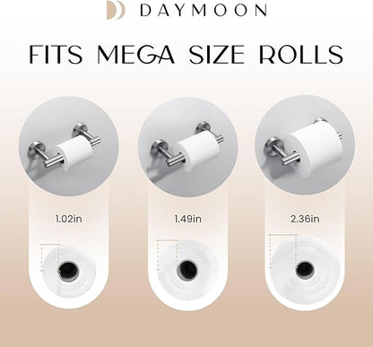Day Moon™ - Toilet Paper Holder - Modern Roll Holder for Bathroom - 2 Pack - Wall Mount, Brushed Nickel - Image 6