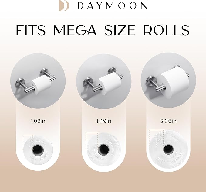 Day Moon™ - Toilet Paper Holder - Modern Roll Holder for Bathroom - 1 Pack - Wall Mount - Classic, Brushed Nickel - Image 6